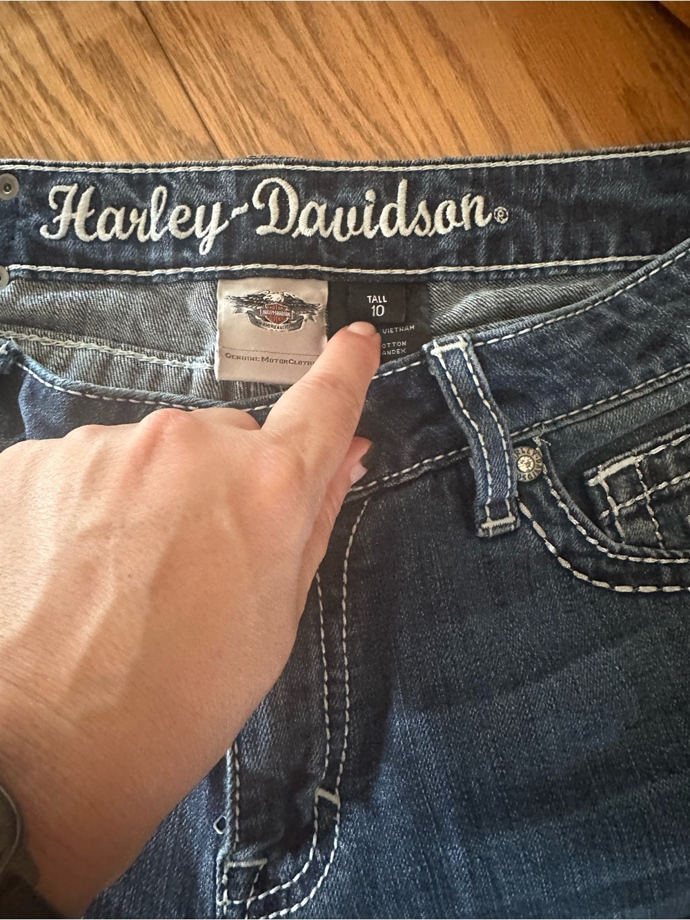 Harley-Davidson Men’s Indigo Blue Bootcut Jeans with Contrast Stitching